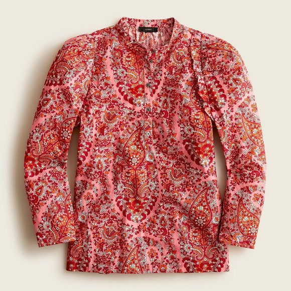 J. Crew Puff-sleeve top in oversized paisley - Picture 3 of 12